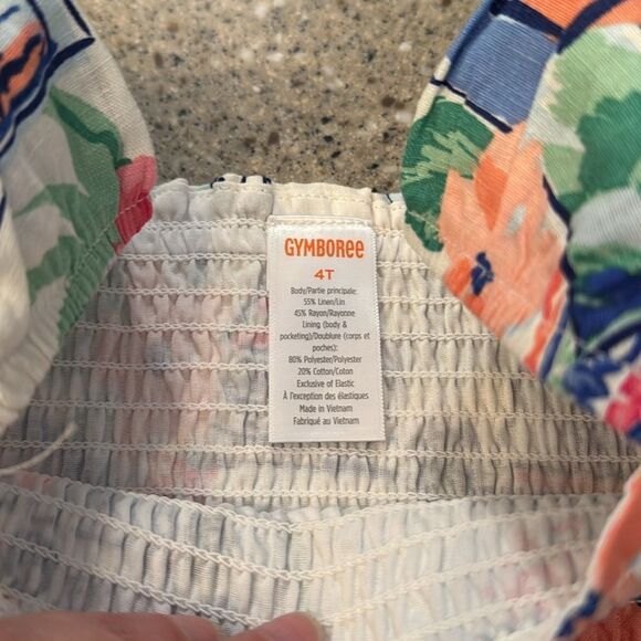 GYMBOREE Linen-Blend Smocked Jumpsuit - Italian Riviera NEW - Picture 6 of 7